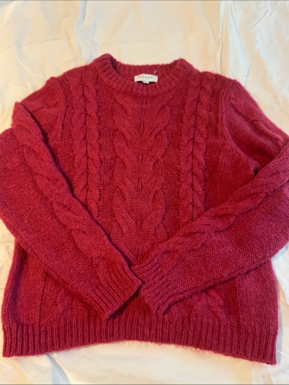 Gilli Cable Knit Crewneck Sweater - Raspberry